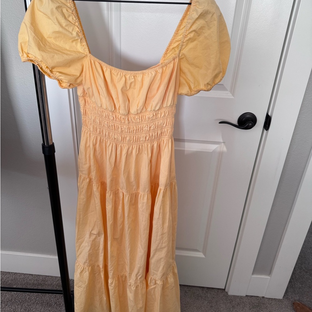 Wilfred Yellow Puff Sleeve Maxi Dress